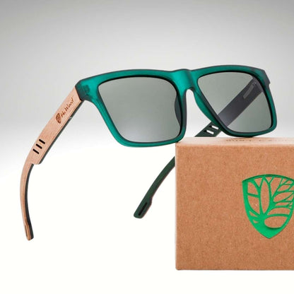Lunettes de soleil en bois pour hommes polarisées avec design carré